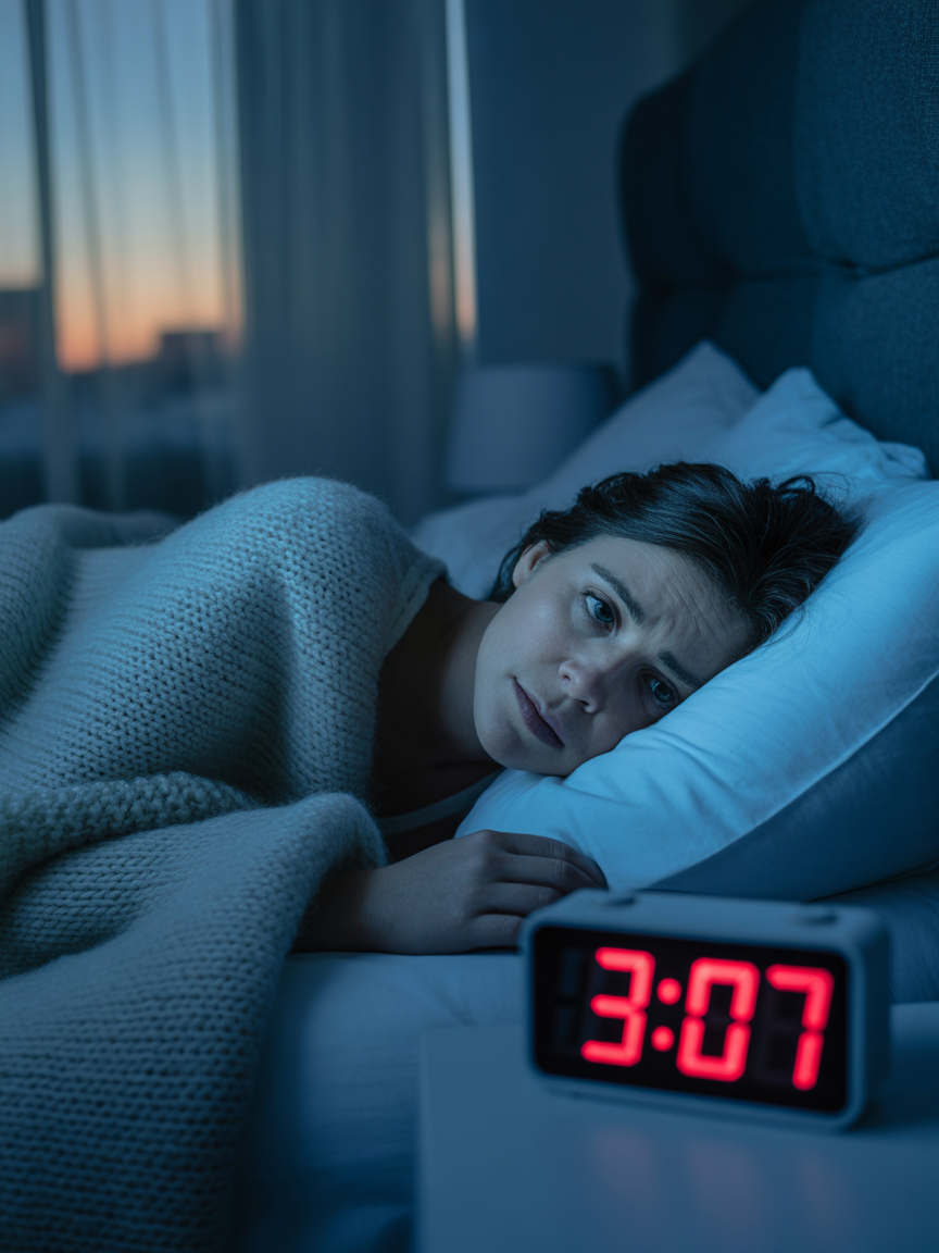 Exhausted pregnant woman awake at 3 AM